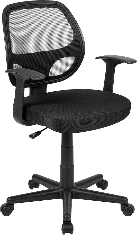 Flash Furniture Flash Fundamentals Mid-Back Black Mesh Swivel Ergonomic Task Office Chair with Arms
