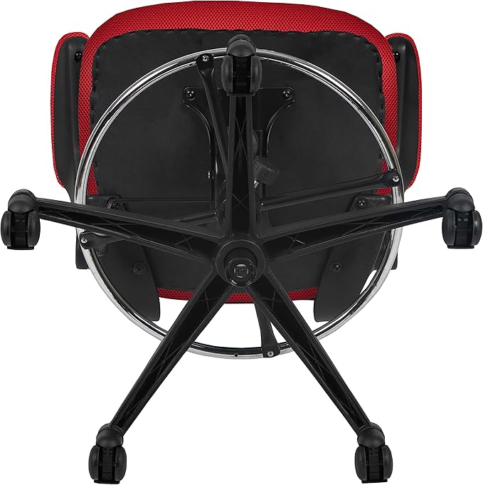 Flash Furniture Kelista Mid-Back Swivel Office Chair with Adjustable Seat Height, Ergonomic Mesh Desk Chair with Flip-Up Armrests, Red