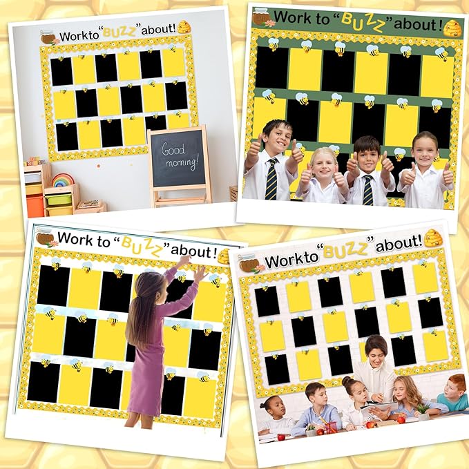 Bee Student Work Display Bulletin Board Set Sunflower Bulletin Board Decorations Bee Classroom Decor Honeybee Paper Cutouts Inspirational Student Wow Work Display for Chalkboard Back to School Supplie