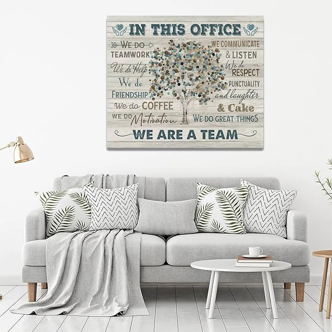 Yibuda In This Office Wall Art Motivational Quotes Pictures Wall Decor We Are A Team Canvas Painting Modern Room Office Decorations Artwork Framed Ready to Hang 24"x20"