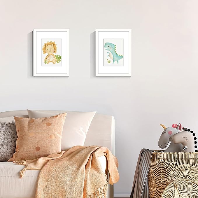 upsimples 9x12 Picture Frame Set of 5, Display Pictures 6x8 with Mat or 9 x 12 Without, Wall Gallery Photo Frames, White