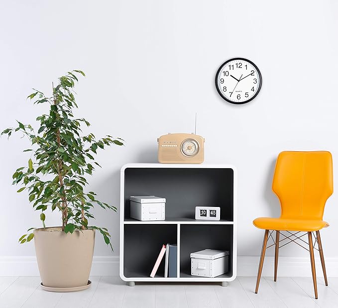 Bernhard Products Black Wall Clock 2 Pack Silent Non Ticking 10 Inch Bold Quality Quartz Battery Operated Round Easy to Read Home/Office/Classroom/School Clocks, Sweep Movement