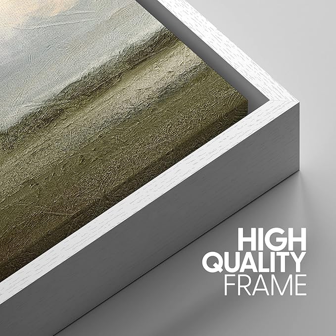 SIGNWIN Framed Canvas Print Wall Art Set Minimal Pastel Sunset Desert Landscape Nature Abstract Illustrations Modern Art Decorative Nordic Rustic for Living Room, Bedroom, Office - 16"x24"x3 White