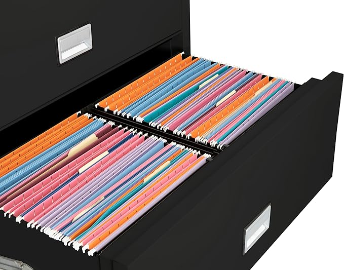38 inch Wide 3-Drawer Lateral Fireproof File Cabinet – Legal and Letter Size Filing – Key Lock – Water Resistant – Fire Safe and Impact Rated – Black Finish – Model LAT3W38B