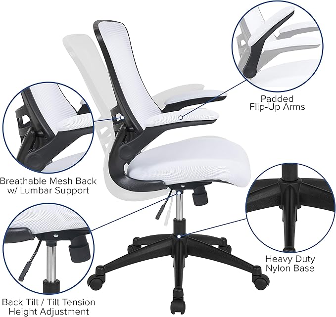 Flash Furniture Kelista Office Chair, Ergonomic, Mid-Back, Black Mesh with Swivel