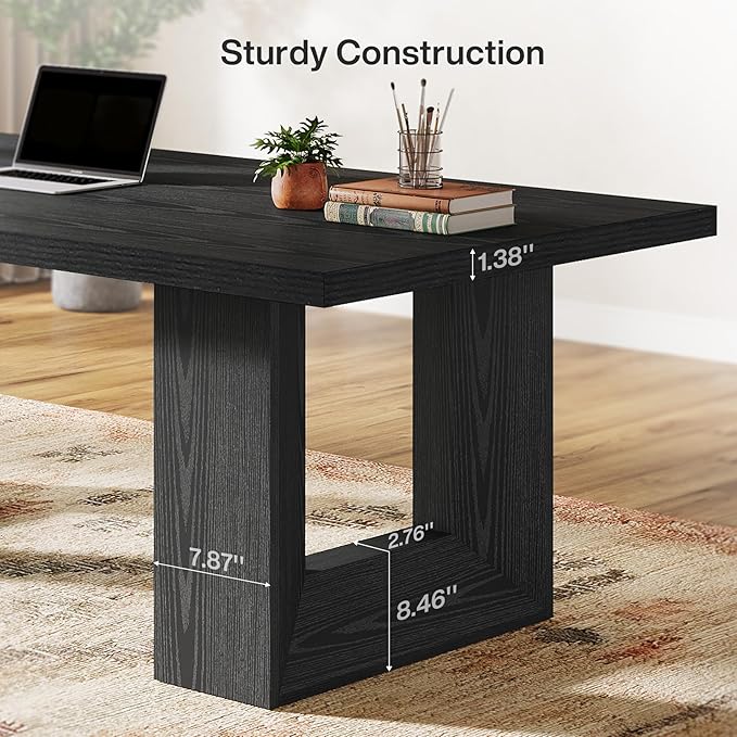 Tribesigns 62.99" Home Office Desk, Large Farmhouse Executive Desk, Computer Table for Office, Conference Room (Black)