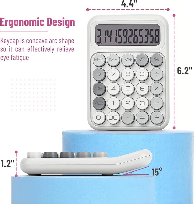 Mr. Pen- Mechanical Switch Calculator, 12 Digits, Large LCD Display, Gray Calculator Big Buttons