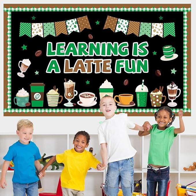 gisgfim Coffee Bulletin Board Decorations Set Coffee Cup Theme Classroom Decor Latte Paper Cutouts Learning Motivational Inspirational Positive Bulletin Board for Back to School Home Chalkboard Wall