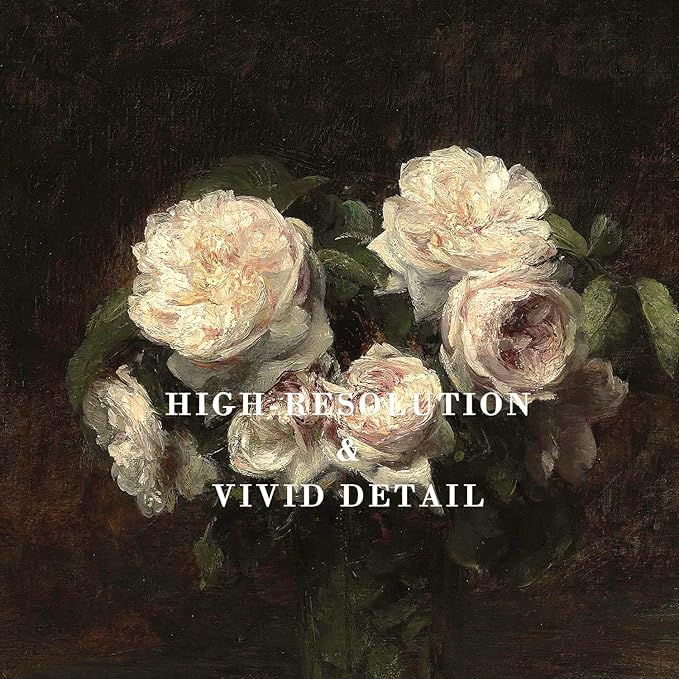 Kizbook Vintage Floral Wall Art Prints, Moody Dark Roses Canvas Oil Painting, Vintage Flower Picture Prints for Wall Decor, French Country Decor for Gallery Kitchen Bathroom Wall Decor( 8" x 10"-UNFRAMED)