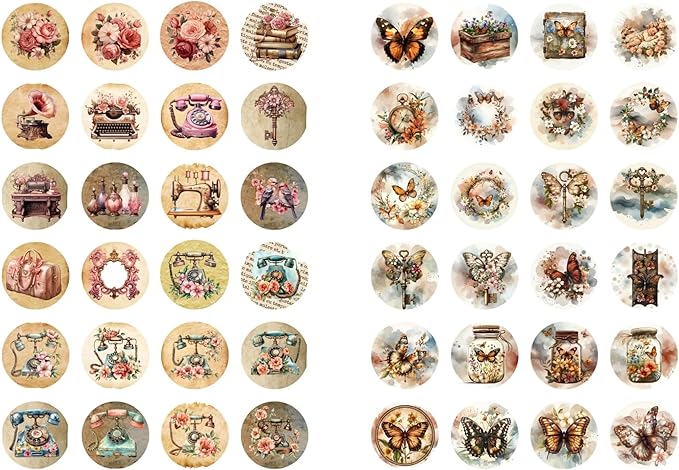 Generic Paper Moon Media: Bundle of 6 Pages of Antique Design Collage Sheets Circles 1/5"" 8.5 x 11, 6 Sheets for Arts and Crafts, Single Sided Prints, 717232