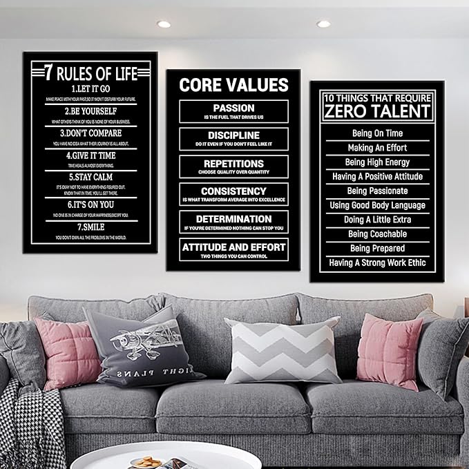 Motivational Office Poster Wall Art Inspirational Entrepreneur Quotes Printed on Canvas Inspiring Sign Wall Decor Artwork for Living Room Office Wall Decoration Stretched and Framed [72''Wx 36''H]