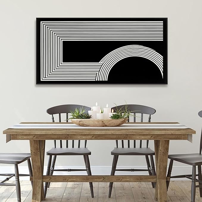 Canvas Art Wall Decor Modern Line Art Prints Black And White Abstract Art Print Painting Modern Artwork Decorations For Living Room Pictures For Bedroom Office Home Wall Decor 24 X 48 In With Framed