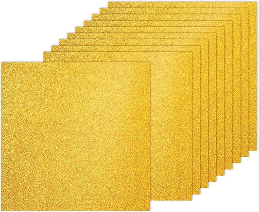 PATIKIL 20Sheets Gold Glitter Cardstock, 12x12In Glitter Paper Card Stock Shiny Scrapbook 250gsm Sparkly Paper Large Shimmer for Crafts Scrapbook DIY Art Wedding Party