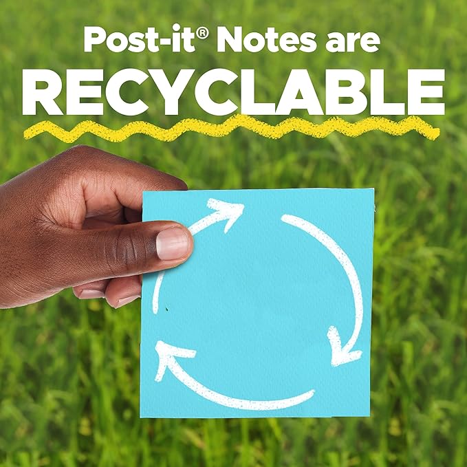 Post-it Super Sticky Notes, 15 Sticky Note Pads, 3 x 3 in, School Supplies, Office Products, Notes for Vertical Surfaces, Monitors, Walls and Windows, Assorted Colors