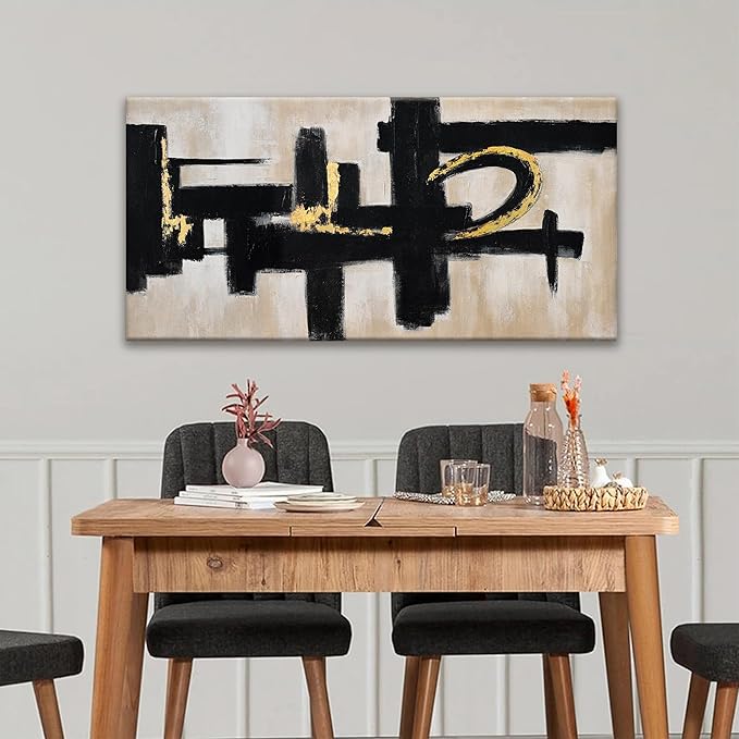 QSQ Black Abstract Wall Art Minimalist Canvas Art Wall Decor Paintings Artwork For Walls Modern Abstract Art Prints Picture For Bedroom Hallway Office Home Wall Decor 20" W x 40" L