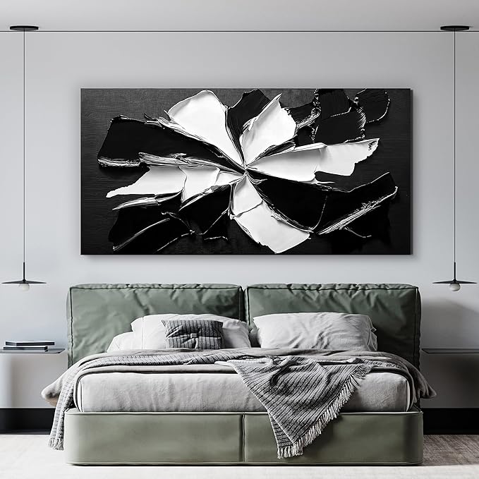 Abstract Wall Art Decor Modern Large Wall Art for Living Room Abstract Canvas Art Wall Decor Oversized Black and White Wall Art Prints Flowers Artwork for Walls Office Home Decorations 35" X 70"