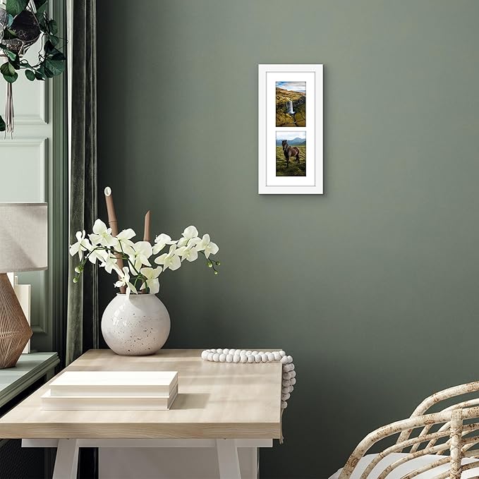 Americanflat 4x6 Double Picture Frame with Shatter-Resistant Glass - Fits Two 4x6 Photos or use as One 6x14 Frame - Signature Collection - Collage Frames for Tabletop and Wall Display - White
