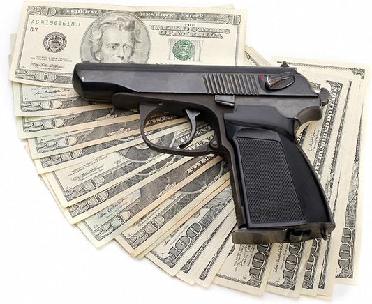 PISTOL AND MONEY GANGSTER A4 Size SATIN PAPER PHOTO PRINT STUNNING 260GSM(297 x 210 mm or 11.7 x 8.3 inches)