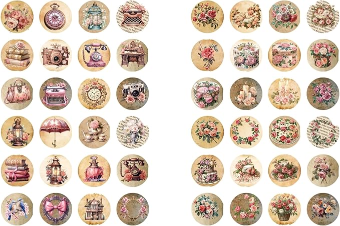 Generic Paper Moon Media: Bundle of 6 Pages of Antique Design Collage Sheets Circles 1/5"" 8.5 x 11, 6 Sheets for Arts and Crafts, Single Sided Prints, 717232