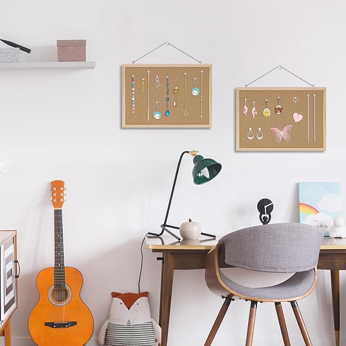 Cork Board Bulletin Board,17"X 12" Cork Board for Office with Pin Oak Wood Boards,Hanging Corkboards for Office Home School Message Board or Vision Board Decoration.
