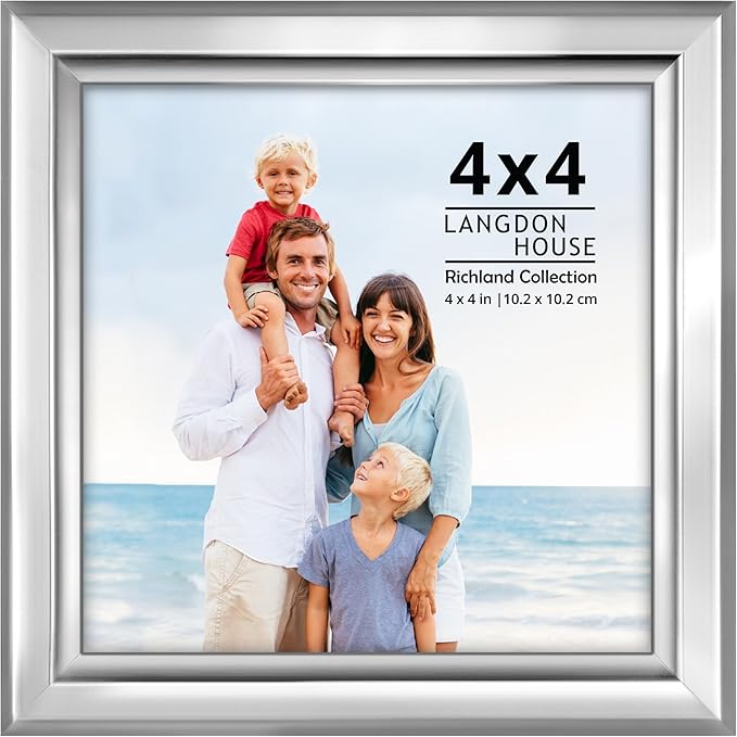 Langdon House - 4x4 Silver Picture Frame - Distinguished Edging for Classic Style - Richland Collection