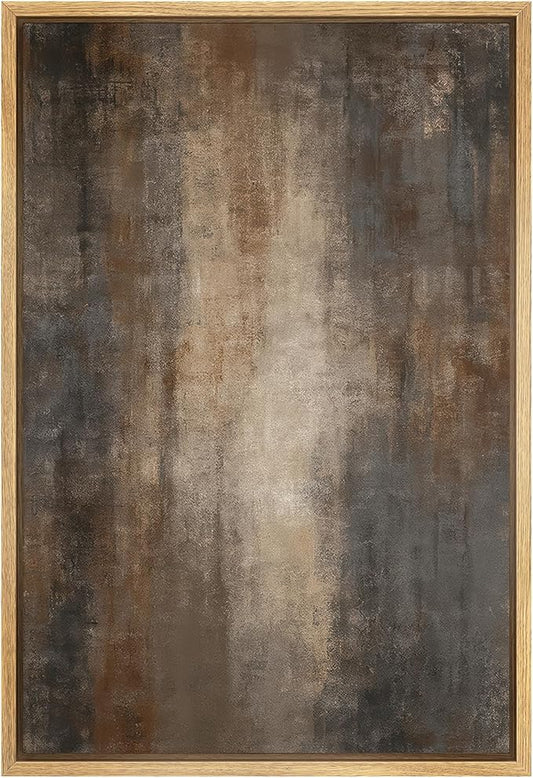 SIGNFORD Framed Canvas Print Wall Art Warm Earth Abstract Neutral Brown and Gray Illustration Modern Art Decorative Chic Relax/Zen for Living Room, Bedroom, Office - 16"x24" Natural