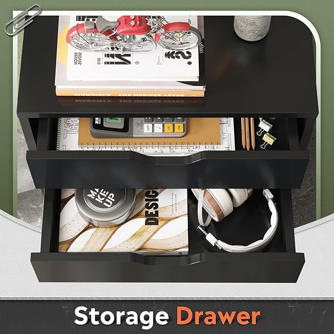 DEVAISE 7-Drawer Office Cabinets, Wood Storage Drawer File Cabinet with Wheels, Black