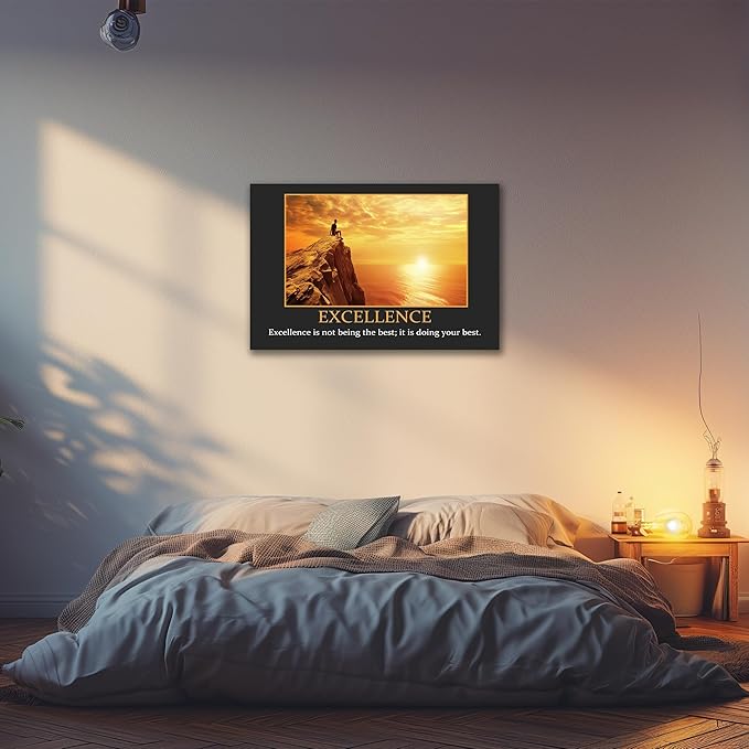 UZMKM - Office Wall Art, Motivational & Inspirational Quotes Canvas Wall Art for Home Office Wall Decor, Positive Quote Wall Decor, EXCELLENCE Words Poster Frame for Company Wall Decor 32x48 Inch