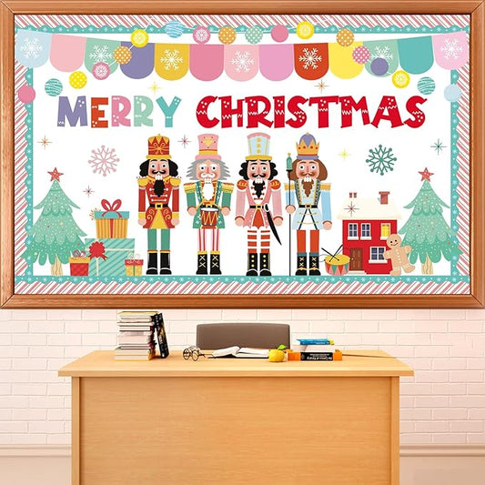 Christmas Nutcracker Bulletin Board Set Nutcracker Bulletin Board Decoration Set Merry Christmas Decoration Kit Xmas Cutouts for Classroom Wall Fireplace Holiday Party Garden Indoor Outdoor Decor