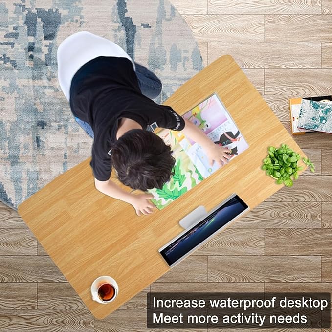 27 Inch Small Computer Desk, Desktop Student Study Table, Modern Wood Desk, Ergonomic Arc Design Writing Table, Writing Desk for Home Office Workstation