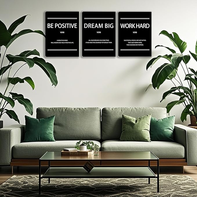 3 Panel Print Canvas Wall Art Motivational Office Wall Decor Painting Inspirational Posters Modern Inspiring Artwork for Home Living Room Bedroom Wall Decor Office Wall Art Ready to Hang - 48"Wx24"H