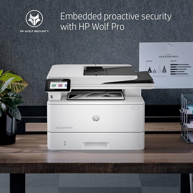 HP Laserjet Pro MFP 4101fdw Wireless Black & White All-in-One Laser Printer, Scanner, Copier, Fax, Best-for-Office (2Z619F)
