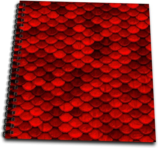3dRose Sparkling Red Luxury Elegant Mermaid Scales Glitter Effect Art Print Drawing Book, 8 x 8