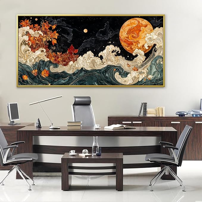Large Wall Art For Living Room Gold Framed Wall Art Prints Boho Abstract Colorful Canvas Art Wall Decor Painting Pictures Abstract Black Wall Decor For Home Bedroom Office Ready To Hang 29" × 58"