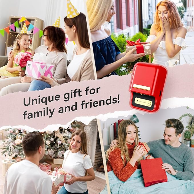 NIIMBOT B21 Label Maker Machine with Tape, 2 Inch Portable Sticker Printer Thermal Labeler for Gift Jar Candle Address Labels for Home Office Business Organization, Supports Mobile & PC, Red