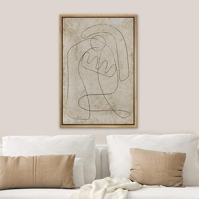 SIGNWIN Framed Canvas Print Wall Art 1960s Vintage Mid-Century Swirl Collage Abstract Shape Illustrations Minimalism Decorative Boho Multicolor Retro for Living Room, Bedroom, Office - 16"x24" NATURAL