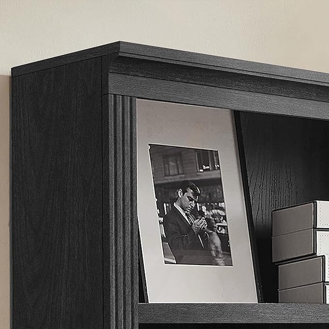 JAHRSTIM Halston Standard Bookcase, Adjustable Storage Open Display Shelving Unit for Home and Office Space, 14”L x 31.50”W x 72.50”H, Black