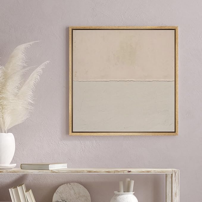 SIGNWIN Framed Canvas Print Wall Art Brown Duotone Grunge Pastel Landscape Abstract Shapes Illustration Modern Art Decorative Nordic Minimal Calm/Zen for Living Room, Bedroom, Office - 24"x24" NATURAL