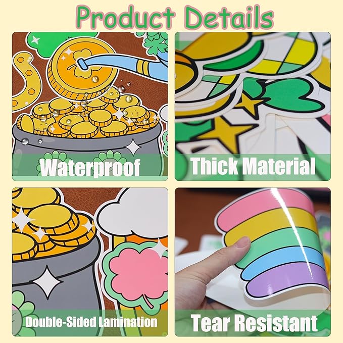 St. Patrick's Day Bulletin Board Decorations Set with Borders Lucky to Have You Here Classroom Decor for Teachers Cute St. Patrick's Day Cutouts for Class School Classroom Bulletin Board Decoration