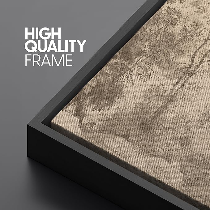 SIGNFORD Extra Large Framed Canvas Vintage Tree Line Pencil Drawing Classic Illustrations Modern Art Calm Warm for Living Room, Bedroom, Office - 60"x30"