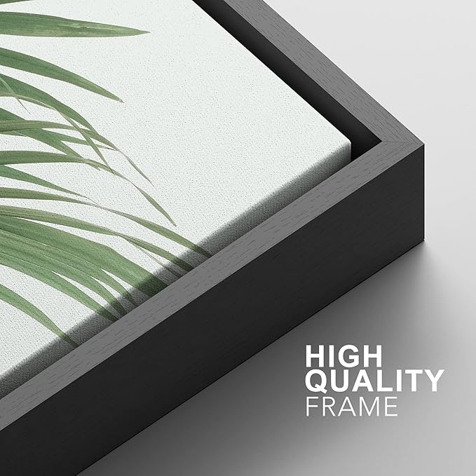 SIGNFORD Framed Canvas Print Wall Art Set Rustic Green Retro Tropical Jungle Plants Nature Wilderness Photography Modern Minimal Scenic Relax/Calm for Living Room, Bedroom, Office - 24"x36"x3 Black