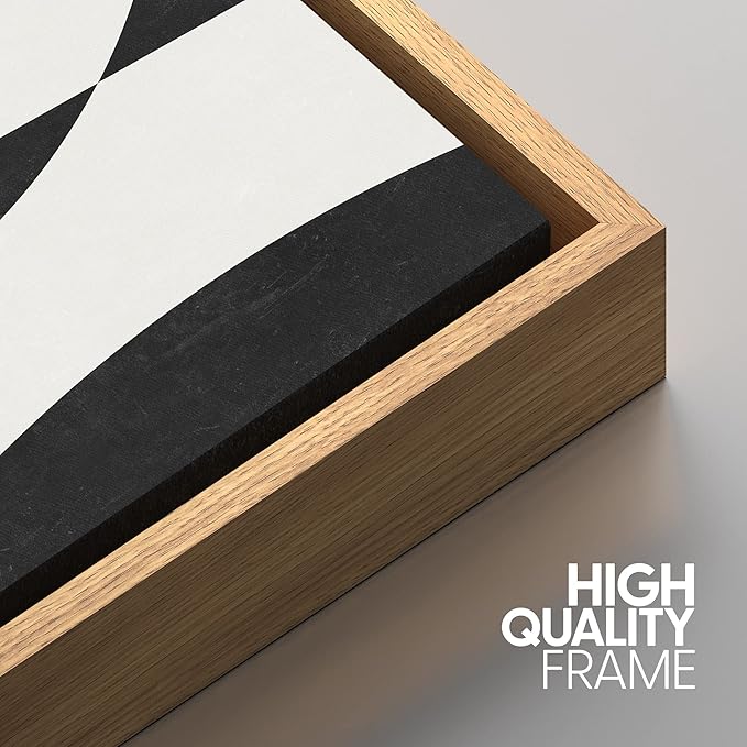 IDEA4WALL Framed Canvas Print Wall Art Set Art Deco Mid-Century Black White Polygons Abstract Shapes Illustrations Modern Art Contemporary for Living Room, Bedroom, Office - 24"x36"x3 Natural