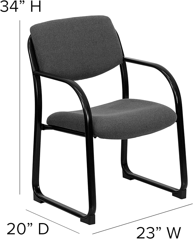 Flash Furniture Richie Gray Fabric Executive Side Reception Chair with Sled Base