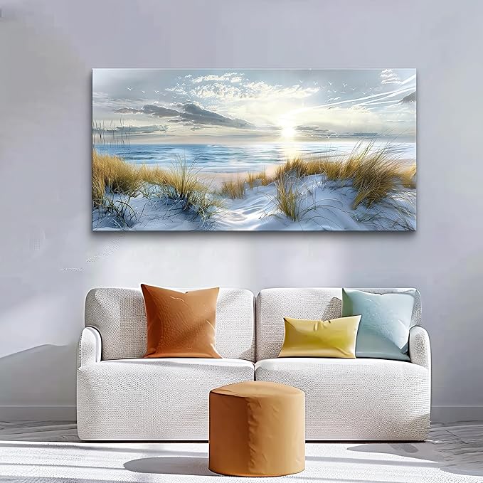 Lapremoly Wall Decor For Bedroom Large Wall Art For Living Room Modern Office Wall Decorations Ocean Beach Wall Painting Blue Sea Landscape Picture Canvas Prints Artwork Hotel Canvas Art Wall Decor