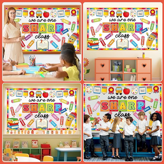 gisgfim Back to School Bulletin Board Decorations We are One Sharp Class First Day of School Classroom Decor Writable Pencil Paper Cutouts Bulletin Board Set for Preschool Elementary Decor Supplies