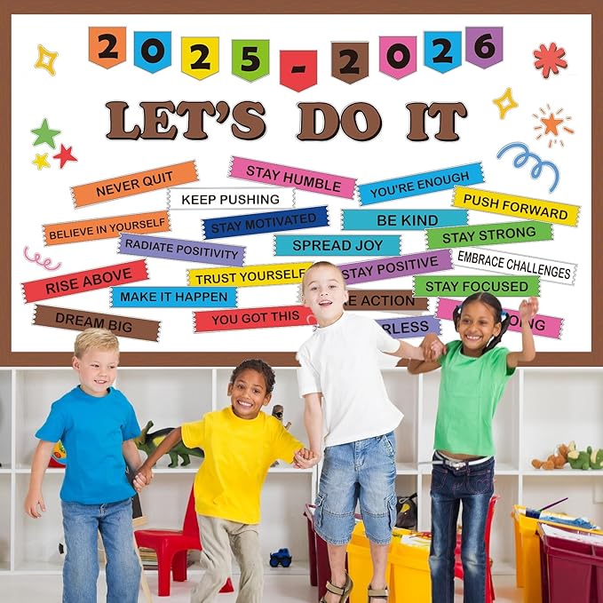 Welcome Back to School Bulletin Board Motivational Classroom Decorations Set This is Your Year Paper Cutouts Colorful Positive Affirmation for Office Home Nursery Chalkboard Wall Door Supplies