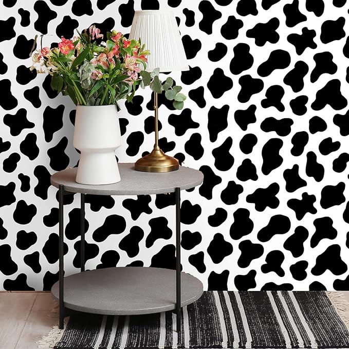 Tenceur Wrapping Paper Roll Bulletin Board Borders Paper Fade Resistant Decorative(24 Inch X 100ft,Cow Pattern)