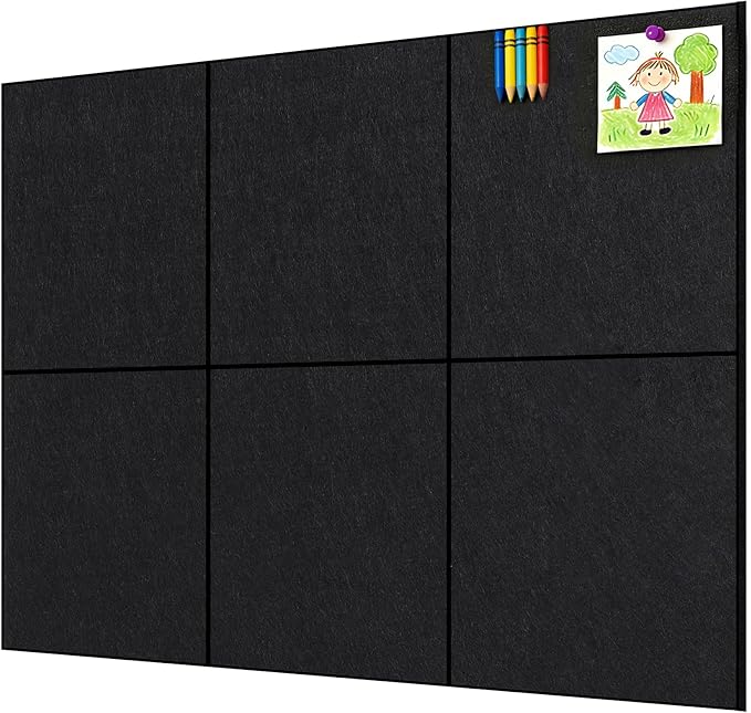 Felt Bulletin Board, Large Cork Board 36"x 24", 6 Pack Felt Wall Tiles with 35 Pcs Pushpins, Pin Boards for Office, Home & Classroom