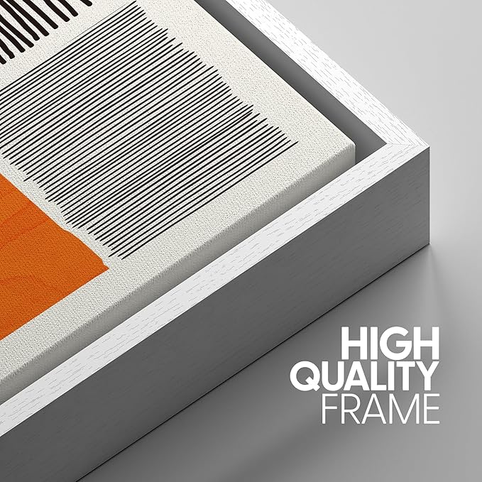 SIGNWIN Framed Canvas Print Wall Art Set Mid-Century Bright Color Block Collage Abstract Shapes Illustrations Minimalism Bohemian Decorative for Living Room, Bedroom, Office - 16"x24"x3 White