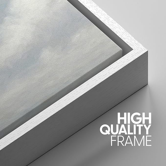 SIGNWIN Framed Canvas Print Wall Art Set Soft Sky and Clouds Minimalist Blue and White Cloudscape Illustrations Modern Art Decorative for Living Room, Bedroom, Office - 24"x36"x3 White